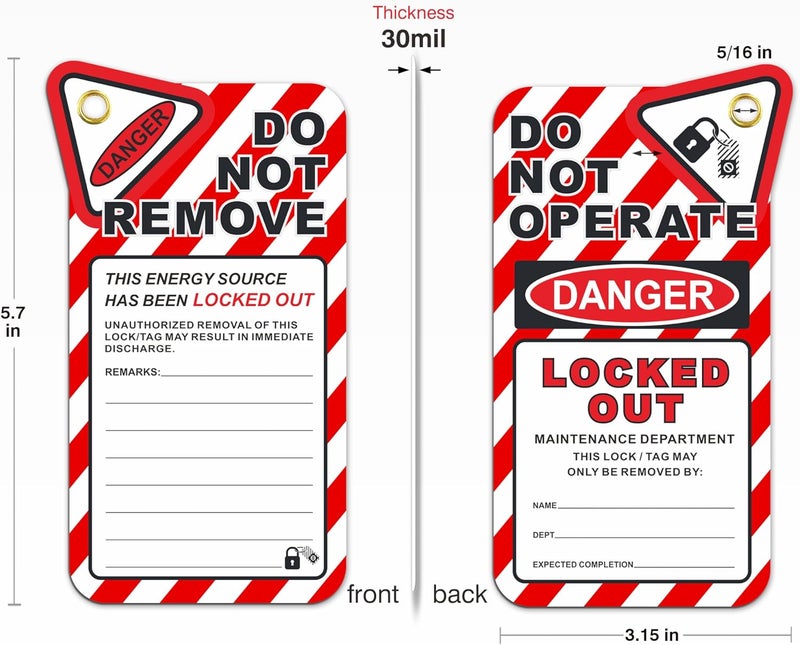 Fiivas Lockout Tagout Tags, Electrical Lockout Tags with Zip Ties, OSHA Loto Tag Repair Cards, Danger Do Not Operate Labels Checklist for Equipment 10 Pack - Image 2